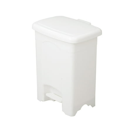 Outdoor Trash Receptacle - Lot of 32 Outdoor 4-Gallon Capacity Plastic Step-On White Receptacle Trash Can-9710WH