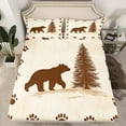 thumbnail image 2 of Manfei Jungle Wildlife Twin Sheet Sets,Cute Bear Paws Twin Fitted Sheet,Beige Brown Flat Sheet For Men Women,Microfiber Bedroom Decor,3-Piece, 2 of 7
