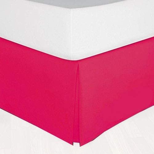 9-Inch Drop RV Short Queen Size 60" x 75" Pink Solid Bed Skirt Split Corner Pleated Style Easy Fit Easy Care 100% Egyptian Cotton 500 Thread Count