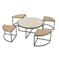 Boraam Olivia Black Finish Round Coffee Table with 4 Nesting Stools