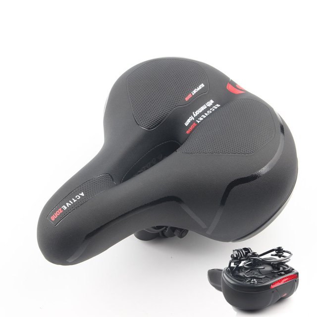 Bicycle Saddle, Ergonomic Hiking Gel Saddle Hollow Dual Spring Shock Absorber Ball, with Rear Reflective Strip, Comfortable Bicycle Saddle
