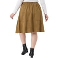 thumbnail image 4 of DARING DIVA Women's Plus A Line with Pockets Elastic Midi Skirts 1X Brown, 4 of 6
