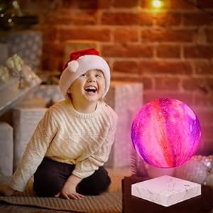 VGAzer Floating Galaxy Moon Lamp with 16 LED Colors, Levitating Galaxy Night Light , Multi-color Rotating Table Lamp Touch Control , 3D Printed Desk Moon Light Decor