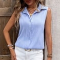 thumbnail image 6 of ALLLIST Womens Summer Tops Blue Button Ribbed Solid V-Neck Sleeveless Tank Tops Women's Tank Tops L, 6 of 8