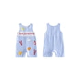 thumbnail image 2 of BemeyourBBs Newborn Baby Boy Summer Clothes Let the Good Times Boil Outfits Plaid Gingham Romper Sleeveless Round Neck Lobster Onion Print Jumpsuit Playsuit, 2 of 9