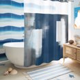 thumbnail image 2 of No Hook Shower Curtain, Blue Grey Shower Curtains for Bathroom with See Through Top Window, Contemporary Simple Abstract Aesthetic Art Waterproof & Washable Bath Curtain 60"x72", 2 of 5