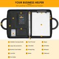 thumbnail image 3 of A4 Leather Document Bag with Waterproof Zipper with Ring Binder, Notepad, Briefcase, Briefcase, Briefcase for Business Meeting, Black, 3 of 5