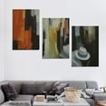 thumbnail image 4 of ONETECH 3D Print simulation hand painted texture on canvas painting Horizontal or Vertical Wall Art Modern Abstract Orange Yellow Black White Blue Hand Made Framed Matted 12''x16''X3 Panels, 4 of 4