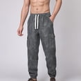 thumbnail image 4 of JUUYY Men's Multi-Pocket Cargo Pants Loose Fit Elastic Waist Drawstring Jogger Pants Outdoor Hiking Travel Casual Long Trousers Gray L, 4 of 9
