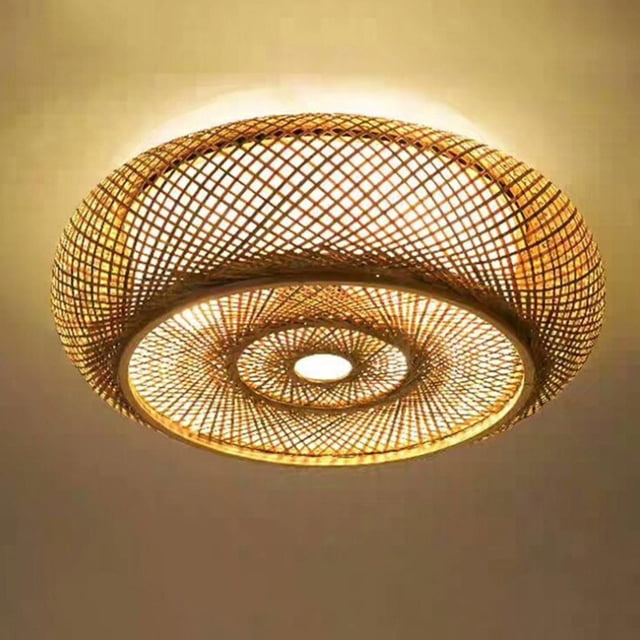 candeliere de bambú hecho de ratán Restaurantes Linterna Lámpara de tejado de lámpara Bar decorativas Adorno - Los 60x18cm Colco Pantalla de lámpara de bambú