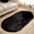 thumbnail image 3 of Yuarrent Mantas gruesas y peludas, cómodas alfombras para interiores, sólidas, ligeras, para mesita de noche, sala de estar, dormitorio, Decoración del hogar Negro 60*120cm, 3 of 6
