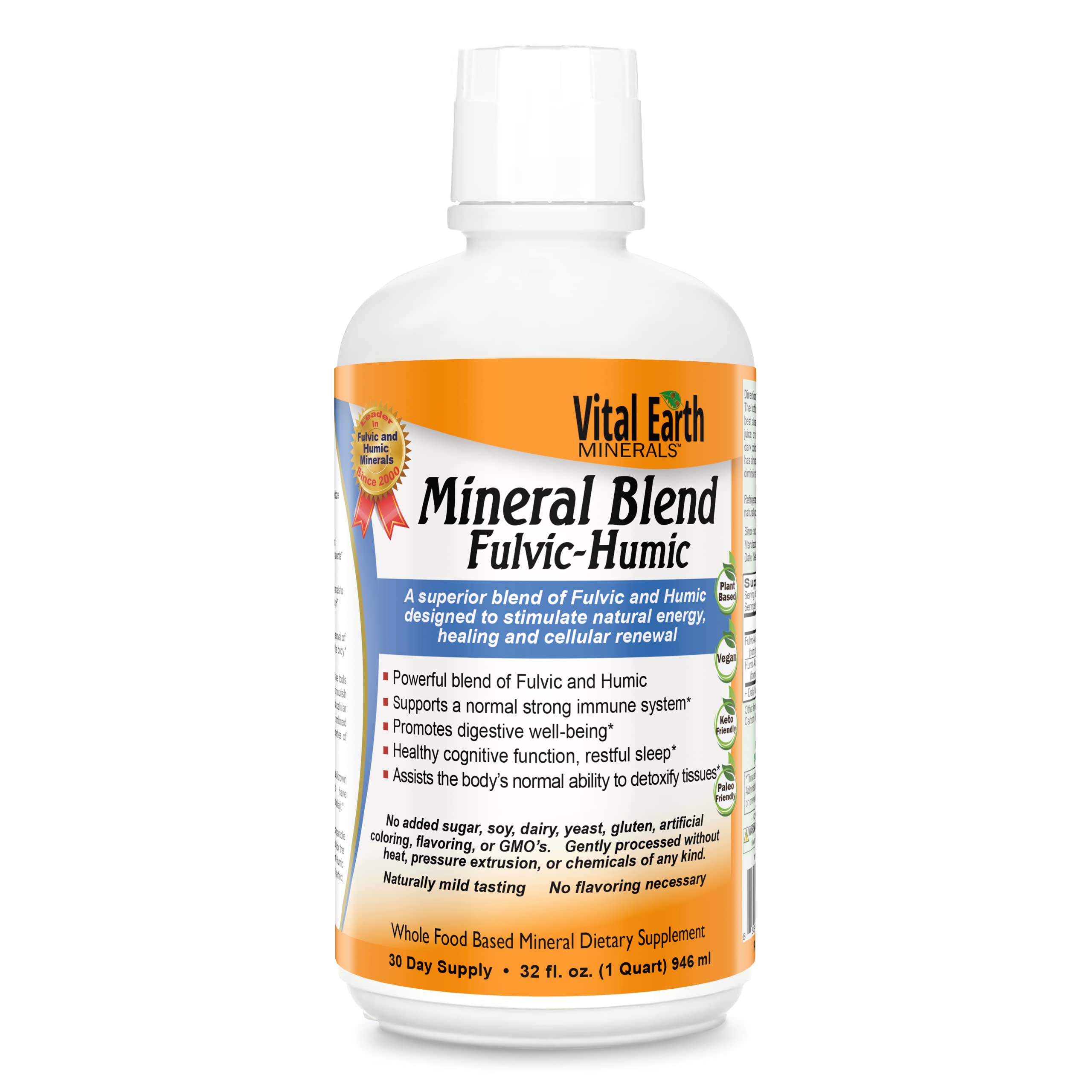 Vital Earth Minerals Fulvic Humic Mineral Blend, Vegan Liquid Ionic