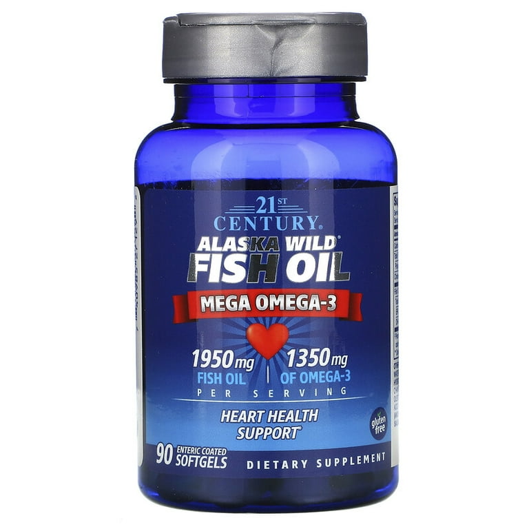 21st Century Alaska Wild Fish Oil Mega Omega 3 Enteric Coated Softgels 90 Ea Walmart