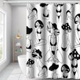 thumbnail image 2 of Black and White Mushroom Shower Curtains Funny Sexy Woman Hippie Style Waterproof Fabric Bathroom Shower Curtains Modern Unique Aesthetic Decor with Hooks, 72x84 Inch, 2 of 6