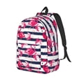 thumbnail image 2 of Daiia Dark Blue Stripes and Flamingos Vintage Canvas Backpack for Men and Women ,Hiking Backpack,Travel Laptop Bag for School,Large Capacity Backpack, 2 of 8