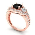 thumbnail image 2 of 2.16 ct Round Cut Natural Onyx 3 Stone 14K Rose Gold Womens Engagement Ring, 2 of 5