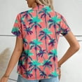 thumbnail image 4 of Hawaiian Shirts for Women Basic Collared Tee Shirt Coconut Palm Hawaii Style Tunic Blouses Button Down Short Sleeve Blouses Summer Beach Shirt Tropical Shirts Loose Flowy Cardigan, 4 of 6