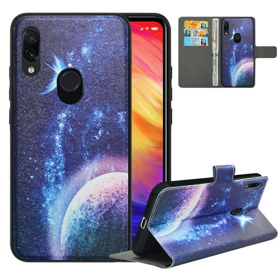 Labanema Xiaomi Redmi Note 7 /Redmi Note 7 Pro Case with Kickstand, 2 in 1 Detachable Magnetic Protective Folio Flip Cover for Xiaomi Redmi Note 7 /Redmi Note 7 Pro (Planet)