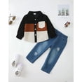 thumbnail image 2 of 3T Baby Boys Clothes 4T Boys 2PCS Fall Winter Outfits Set Toddler Boys Long Sleeve Top Denim Pants Set Black, 2 of 9