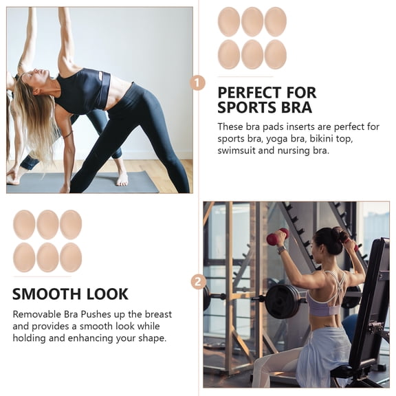 GOOHOCHY 3 Pairs Bra Pads Yoga Chest Inserts Silicone Reusable