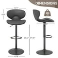thumbnail image 3 of Hawsaiy Adjustable Swivel Bar Stools Set of 2 with Back and Footrest, Faux Leather Counter Height Kitchen Stools, Modern Bar Chairs for Island and Home Bar, Black, 3 of 8