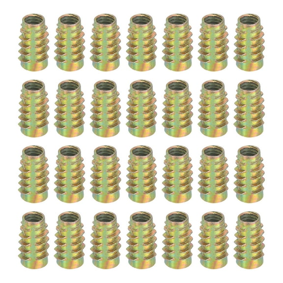 28 Pcs Threaded Inserts for Wood, Zinc Alloy M6 Hex-Flush Thread Inserts Nuts 18mm Length