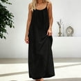 thumbnail image 6 of Women's Backless Maxi Dress, Solid Color Spaghetti Strap Loose Fit Long Dress, Casual Sleeveless Beach Dress for Vacation, Summer and Daily Wear Black XXL, 6 of 8
