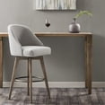 thumbnail image 2 of Madison Park Pearce 30" Solid Wood Polyester Bar Stool with Swivel Seat - Gray, 2 of 7