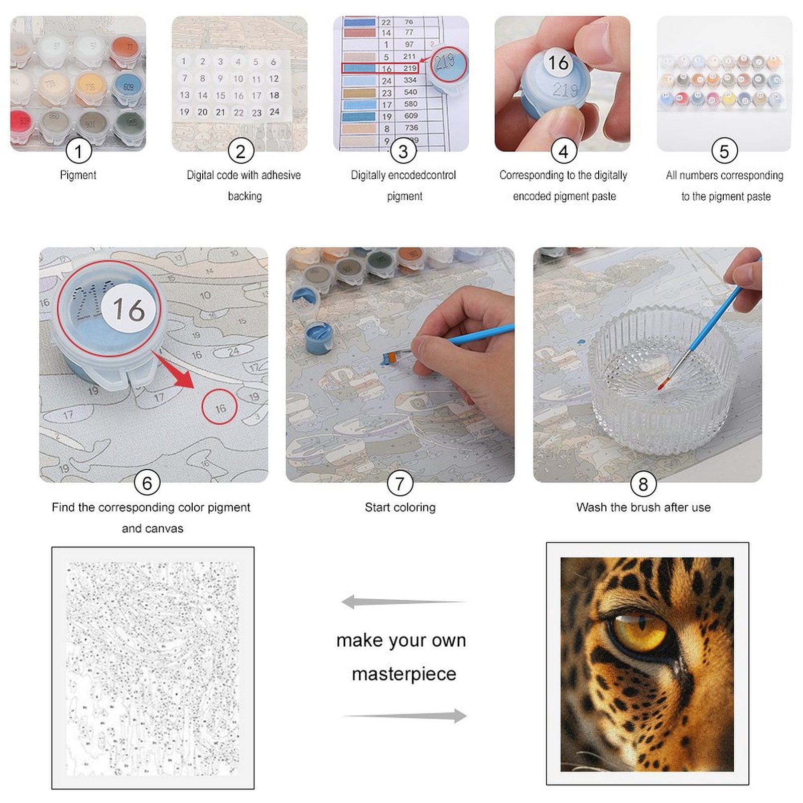 Paint by Numbers Kit for Adults, Golden Eye Of Majestic Leopard Paint by Numbers, Easy Paint by Numbers Kit for Adults Beginner, DIY Adult Paint by Number Kits on Canvas, Home Decor