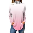 thumbnail image 1 of FAIWAD Women's Turtleneck Long Sleeve Tops Basic Layering Irregular U Hem Soft Underwear Tunic Tops, 1 of 4