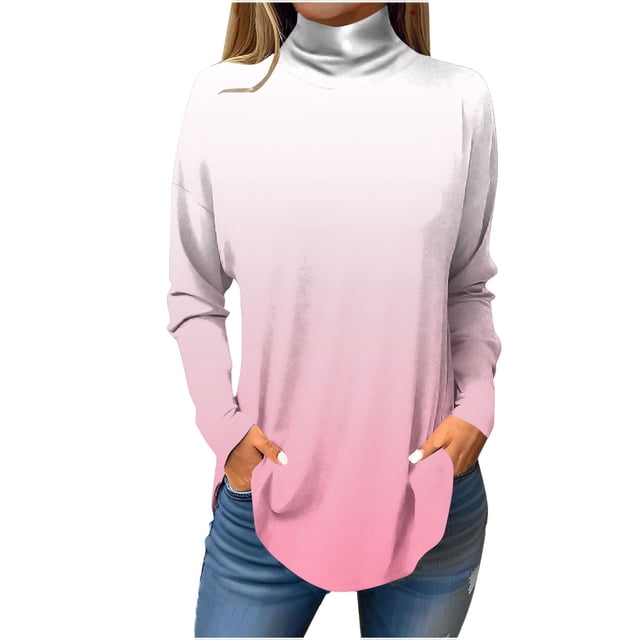 FAIWAD Women's Turtleneck Long Sleeve Tops Basic Layering Irregular U Hem Soft Underwear Tunic Tops