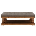 thumbnail image 4 of Weston Home Galvin Rustic Coffee Table with Tufted Linen Top and Wood Base, Grey, 4 of 10