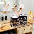 thumbnail image 3 of Yayeee 2 Pack Qtip Holder Bathroom Cotton Swab Canister with Lid Clear Dispenser Set, Beige Astronaut, 3 of 6
