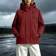 thumbnail image 4 of Waterproof Windbreaker Jacket Women Plus Size Hooded Long Sleeve Solid Color Windproof Casual Adjustable Hem Raincoat Outdoor Mountaineering Parka Jacket, 4 of 8
