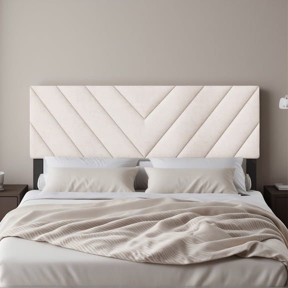 Topcobe Linen Upholstered Headboard for Full and Queen Size Bed Frames, Modern Furniture for Bedroom-Beige