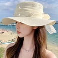 thumbnail image 6 of SikaFu Net Red Temperament Flat Top Pearl Floating Straw Hat Female Small Fresh Sweet Sun Hat Summer Tourism Sun Hat Spot, 6 of 7