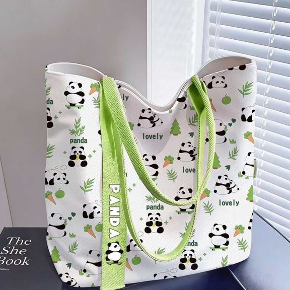 Panda Tote Bag Shoulder Bag Large Durable Reusable Handbag Lightweight Stylish for Daily Use