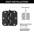 thumbnail image 4 of Design House 3-Pack 3.5" H x .625" Radius Butterfly Interior/Exterior Door Hinges, Matte Black, 4 of 15