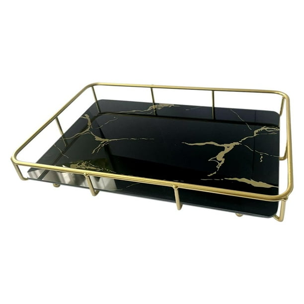 Estante de baño Organizador de cosméticos Organizador de encimera para cosméticos de baño Negro dorado