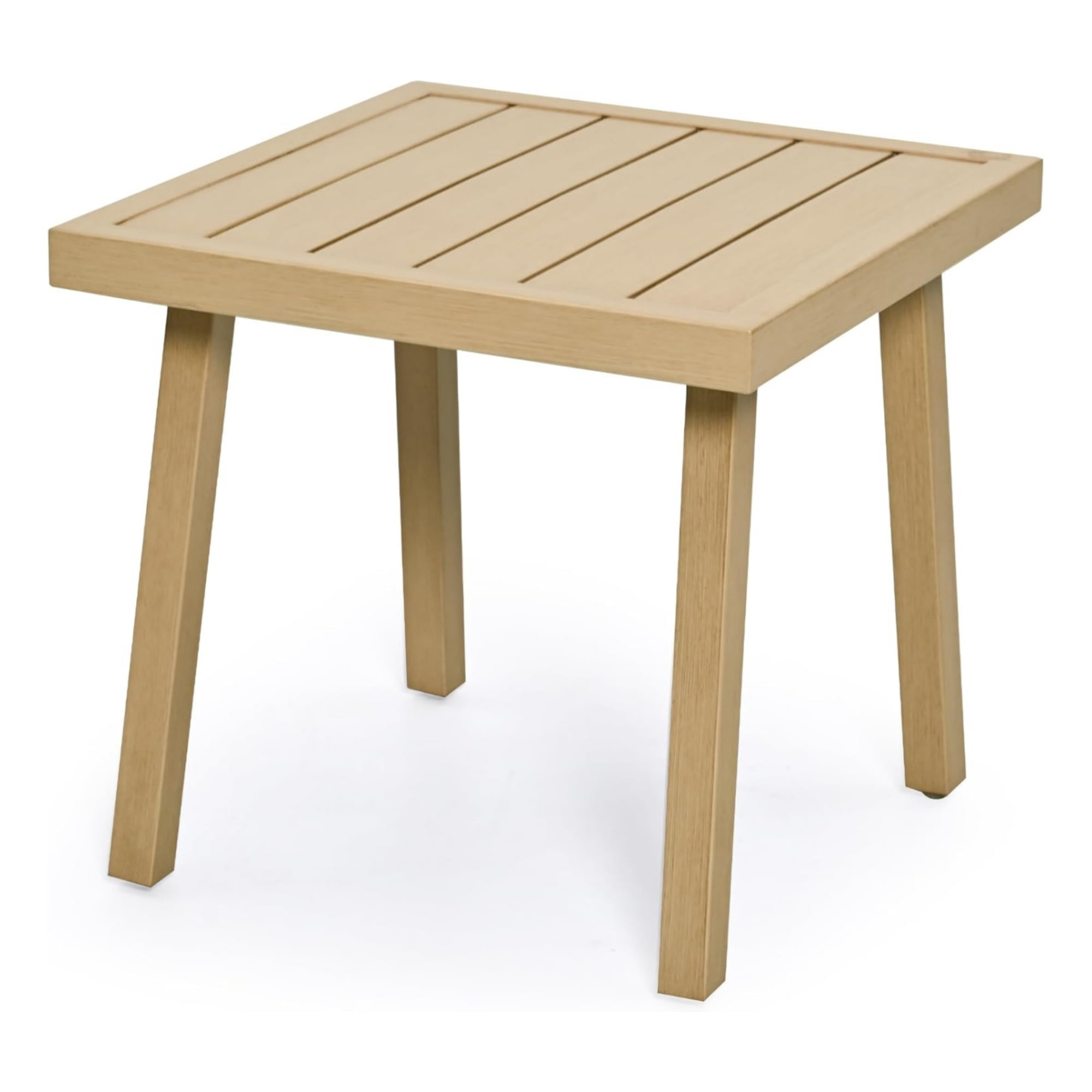 T-Patio Square Outdoor End Table, Aluminum Modern Accent Side Table, Beige, Set of 1