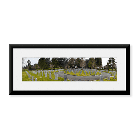 Framed Art Print, Tombstones in a Veterans cemetery by Panoramic Images, 25-7/8" x 9-7/8"