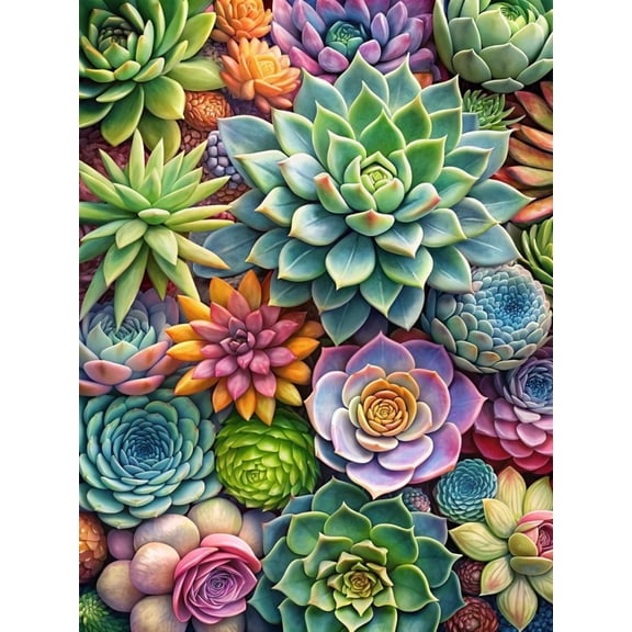 5D DIY Diamond Art Kits for Adults Beginners,Succulent Diamond Dots Gem Art,Home Wall Decor 11.8x15.8inches.
