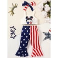 thumbnail image 2 of Independence Day Toddler Girls Pants Suit, Casual Street Party Short Vest Star Striped Bell-Bottoms Trousers Head Band Set, 2 of 8