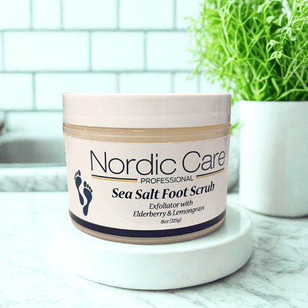 Nordic Care Sea Salt Foot Scrub with Elderberry Extract and Lemongrass Essential Oil, 8oz