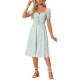 thumbnail image 2 of INSPIRE CHIC Summer Floral Dress for Women's Puff Sleeve Square Neck Midi Smocked Dress, 2 of 5