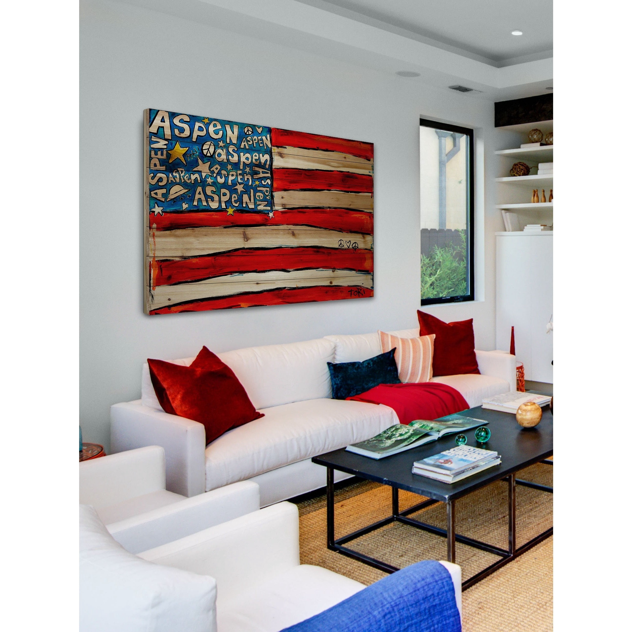 Marmont Hill "Aspen Flag" by Tori Campisi Painting Print on Natural Pine Wood