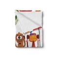 thumbnail image 2 of Monkey Soft Flannel Fleece Throw Blanket, Cartoon Style Illustration with Animals Sitting on a Branch on Flowers Background, Cozy Plush for Indoor and Outdoor Use, 50" x 70", Multicolor, by Ambesonne, 2 of 6
