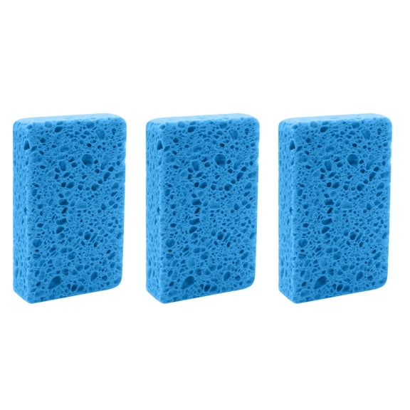 Tainini Cleaning Scrub Colored Sponge,Non-Scratch Kitchen Cellulose Dishwashing Sponge,3Pack Natural Sponge（ Blue）