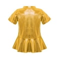 thumbnail image 4 of Doomiva Kids Girls Metallic Jazz Hip Hop Peplum Dance Tops Short Sleeve Sequins Round Neck Shiny Party T-Shirts Blouses Gold 100, 4 of 5