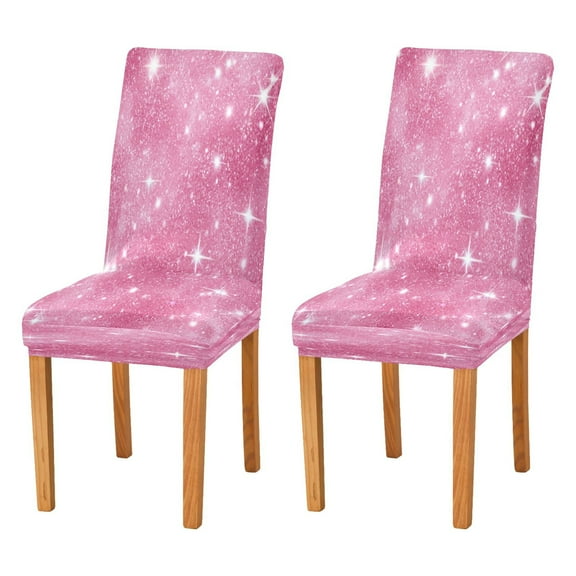 Chair Cover 2 Pack Removable Dining Chair Protectors Washable Chair Slipcovers Seat for Home Wedding Decor Pink Glitter Background